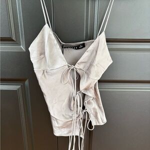 Silver Spaghetti Strap Top